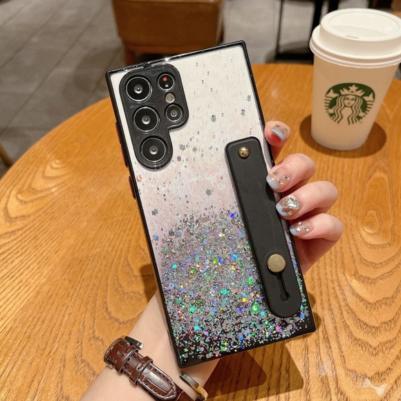 Galaxy S22 Case Galaxy S22 Plus Case Galaxy S22 Ultra Case Glitter Wrist Strap - Picture 3 of 5